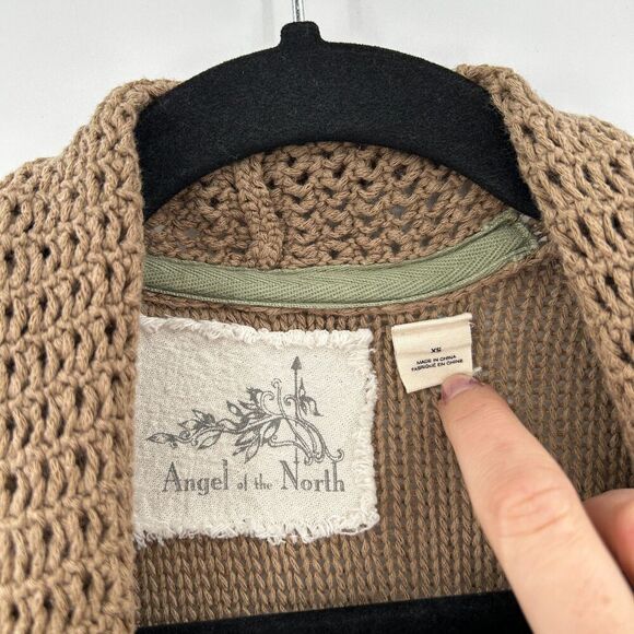 ANTHROPOLOGIE Angel Of The North Brown Boho Open Knit Cardigan Sweater Size XS - Picture 5 of 5